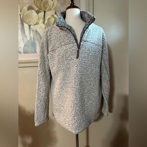 True Grit Sweater Men’s Large Gray Sherpa Fleece Quarter Zip Mock Neck Pullover